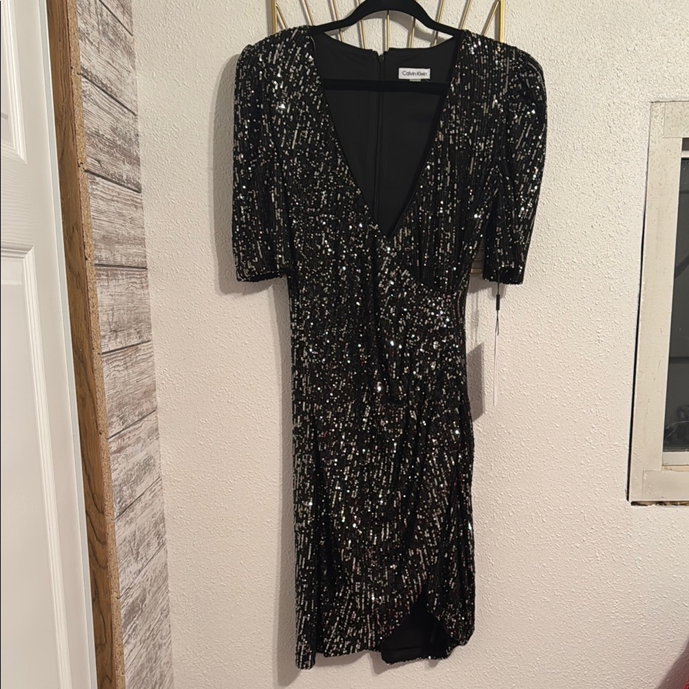 Calvin Klein Black & Silver Sequin Dress